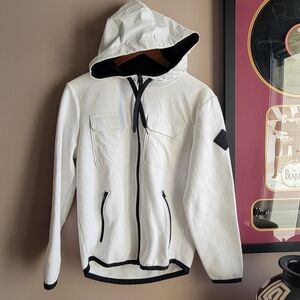 HOLLISTER UNISEX HOODIE SIZE XS BLACK/WHITE FULL ZIP POCKETS LOGO